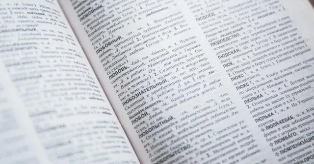 An open book and dictionary on a desk, evoking the work of translation.
